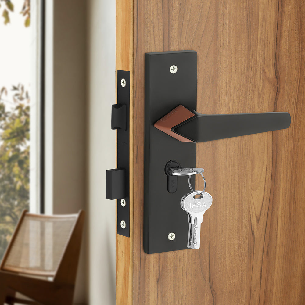 IPSA Peru Iris Handle Series on 8" Plate CYS Lockset with 60mm Both Side Key - Matte Finish BRG